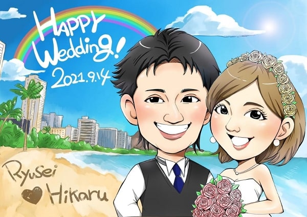 似顔絵師Nakaの結婚祝いの画像