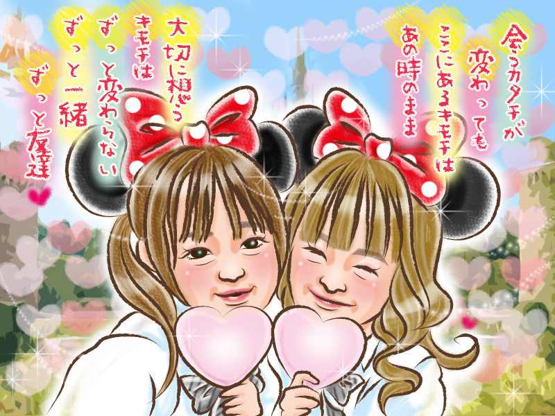 中学生の姪の入学祝いに贈るmewmewの似顔絵